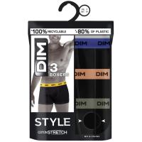 Bóxer hombre algodón elástico, negro cinturilla azulon/naranja/gris talla L DIM, pack 3 uds