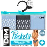 Braga mujer algodón elástico, azul claro talla G DIM, pack 3 uds