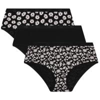 Bóxer mujer algodón elástico, negro/beige talla P DIM, pack 3 uds
