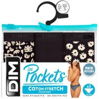 Braga mujer algodón elástico, negro/beige talla P DIM, pack 3 uds