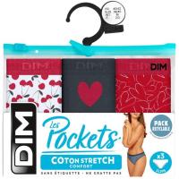 Braga mujer algodón elástico, gris/rojo talla P DIM, pack 3 uds