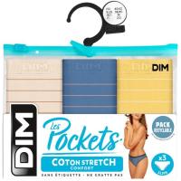 Braga mujer algodón elástico, amarillo/azul talla M DIM, pack 3 uds