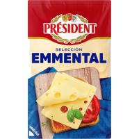 Queso Emmental PRESIDENT, lonchas, bandeja 80 g