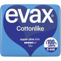 Compresa con alas super plus EVAX COTTONLINE, paquete 12 uds