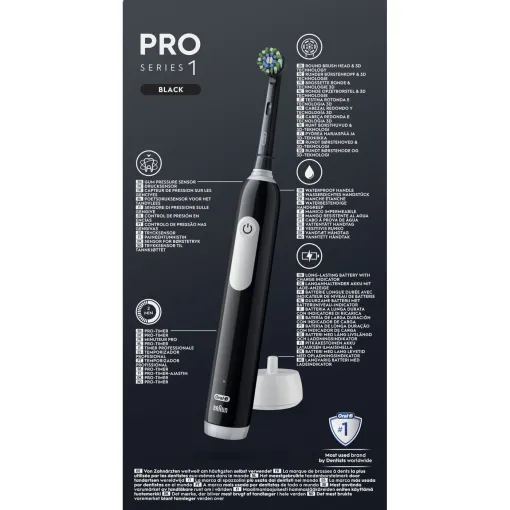 ORAL-B Pro 1 hortzetako eskuila elektriko beltza