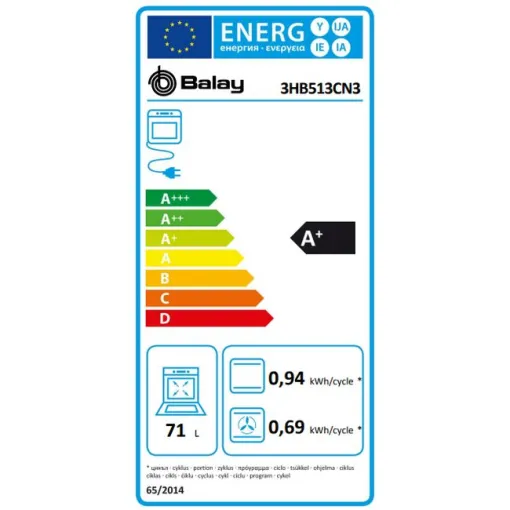 Horno multifunción de 60 cm cristal negro 3HB513CN3 BALAY