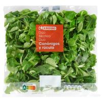 Dúo de canónigos y rúcula EROSKI, bolsa 100 g