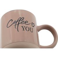 KASA kikara arrosa beix oinarriarekin "Coffee you", 13x8,3x9,8 cm, 340 ml