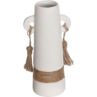 Jarrón blanco con cordón KASA, 19,7x9,5x7 cm