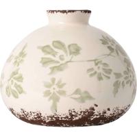 Jarrón de cerámica decorado con flores verdes KASA, Ø 14,7x12 cm