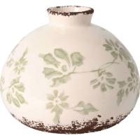 Jarrón de cerámica decorado con flores verdes KASA, Ø 14,7x12 cm
