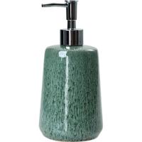 Dosificador de jabón verde y beige para baño KASA, 8x8x12,5 cm