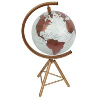 Globo terraqueo blanco con base dorada KASA, 28x7x35 cm