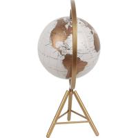 Globo terraqueo blanco con base dorada KASA, 28x7x35 cm