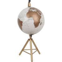 Globo terraqueo blanco con base dorada KASA, 28x7x35 cm