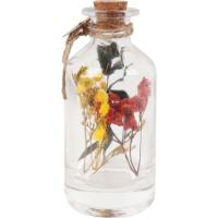 Botella con flores secas en el interior y tapón de corcho KASA, 6x6x14 cm
