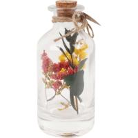 Botella con flores secas en el interior y tapón de corcho KASA, 6x6x14 cm