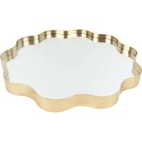 Bandeja flor dorada lisa con fondo de espejo KASA, Ø35x2,5 cm