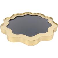 Bandeja flor dorada lisa con fondo de espejo KASA, Ø35x2,5 cm