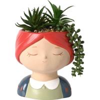 Planta artificial en maceta de cara con pelo rojo KASA, 14,2x13,8x22 cm