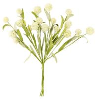 Vara de flor artificial de flores de bolas blancas KASA, 40,5x12x7 cm