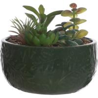 Planta artifiical en maceta redonda verde KASA, 13,8x13,8x5,6 cm