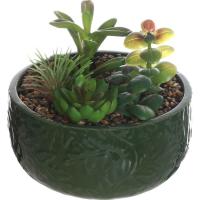 Planta artifiical en maceta redonda verde KASA, 13,8x13,8x5,6 cm