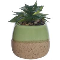 Planta artificial suculenta en maceta verde y beige KASA, 6x5,5x9 cm