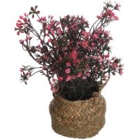 Planta artificial de flores rojas en cesto con asas KASA, 10x10x24 cm