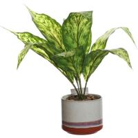 Planta artificial de hojas claras en maceta blanca KASA, 10x10x23 cm