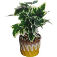 Planta artificial en maceta cerámica amarilla KASA, 10,3x10,3x28 cm