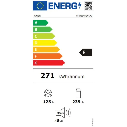 Frigorífico combinado 360 litros inox HTW5618ENMG HAIER