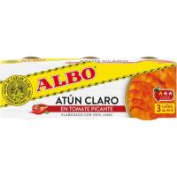 Atún claro en tomate picante ALBO, pack 3x70 g