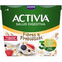 Yogur de avena y frutos rojos ACTIVIA, pack 4x115 g