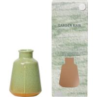 Ambientador mikado, difusor de cerámica verde, Garden Rain, Ø8,7x23,5 KASA, 150 ml