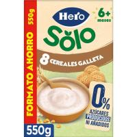 Papilla 8 cereales galleta bio HERO, caja 550 g