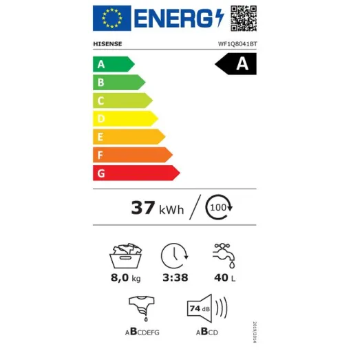 Lavadora 8kg 1400rpm WF1Q8041BT HISENSE