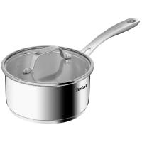 TEFAL aluminiozko ontzia altzairuzko heldulekuarekin, beirazko tapa laua, Ø16 cm