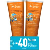 Leche solar infantil SPF50 AVÈNE, pack 2x250 ml