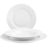 Vajilla de porcelana blanca Malibú H&H, 18 piezas