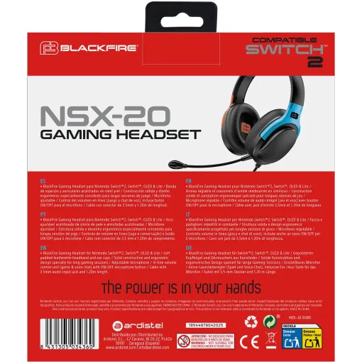 Accesorio para nintendo Switch 2, gaming headset NSX-20 BLACKFIRE