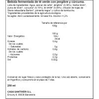 Kombucha cúrcuma bio SANTIVERI, botellín 250 ml