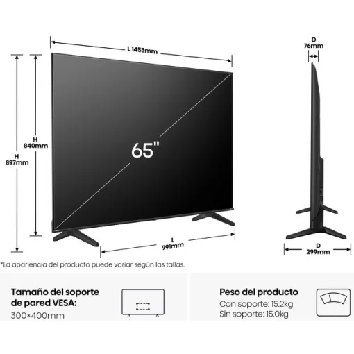 Tv Led 65" UHD 4K Smart 65A6Q HISENSE