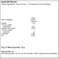 Açaí en polvo Bio SOLNATURAL, bolsa 70 g