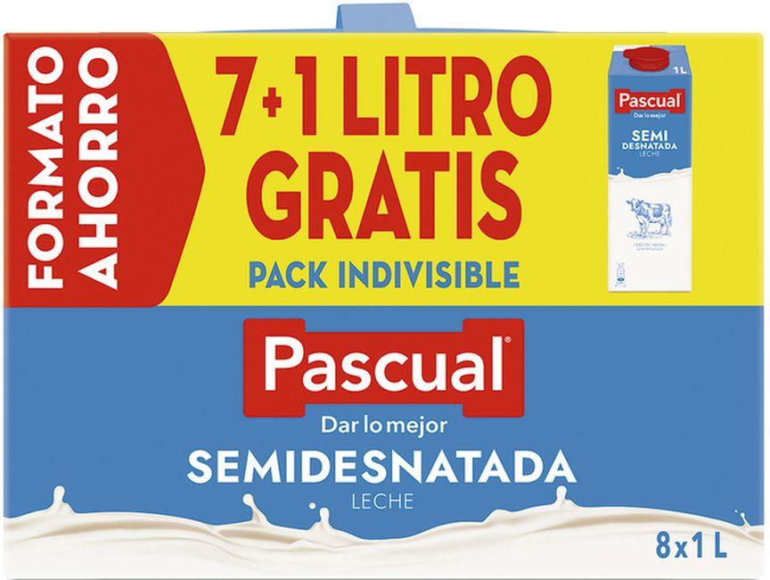 precios Leche Semidesnatada Pascual, Pack 7X1 Litro +  1 Gratis en Eroski