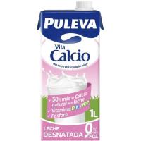 Leche desnatada calcio PULEVA, brik 1 litro