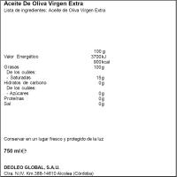 Aceite de oliva virgen extra Arbequina CARBONELL, botella 75 cl