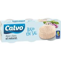 Atún claro al natural bajo en sal CALVO, pack 3x56 g