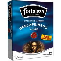 Café soluble descafeinado FORTALEZA, caja 10 sobres