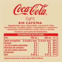 Refresco de cola light sin cafeína COCA COLA, lata 33 cl